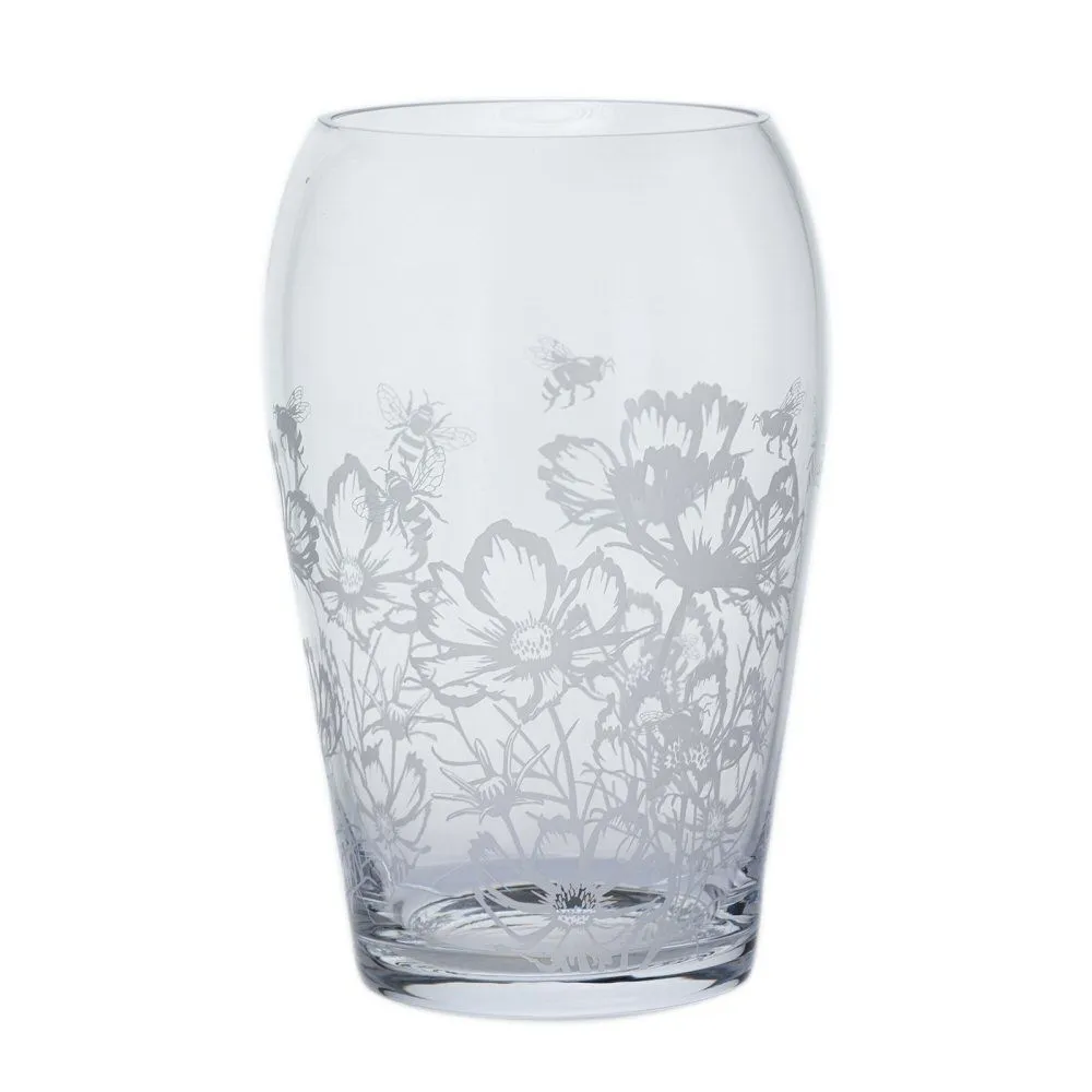 Dartington Crystal 25cm Bloom Bees & Cosmos Wide Vase