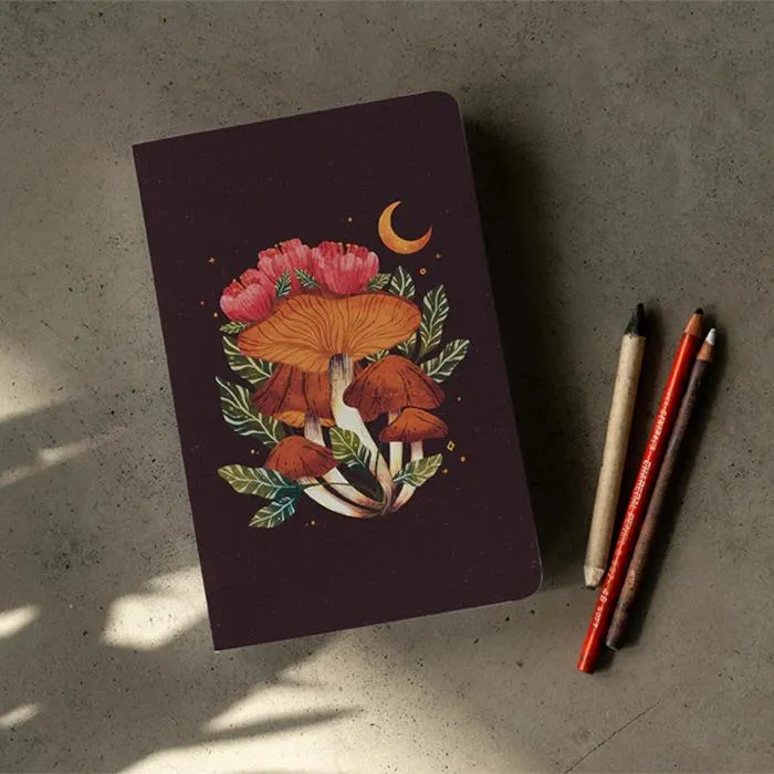 Denik Classic Layflat Notebook, Lined - Midnight Mushroom