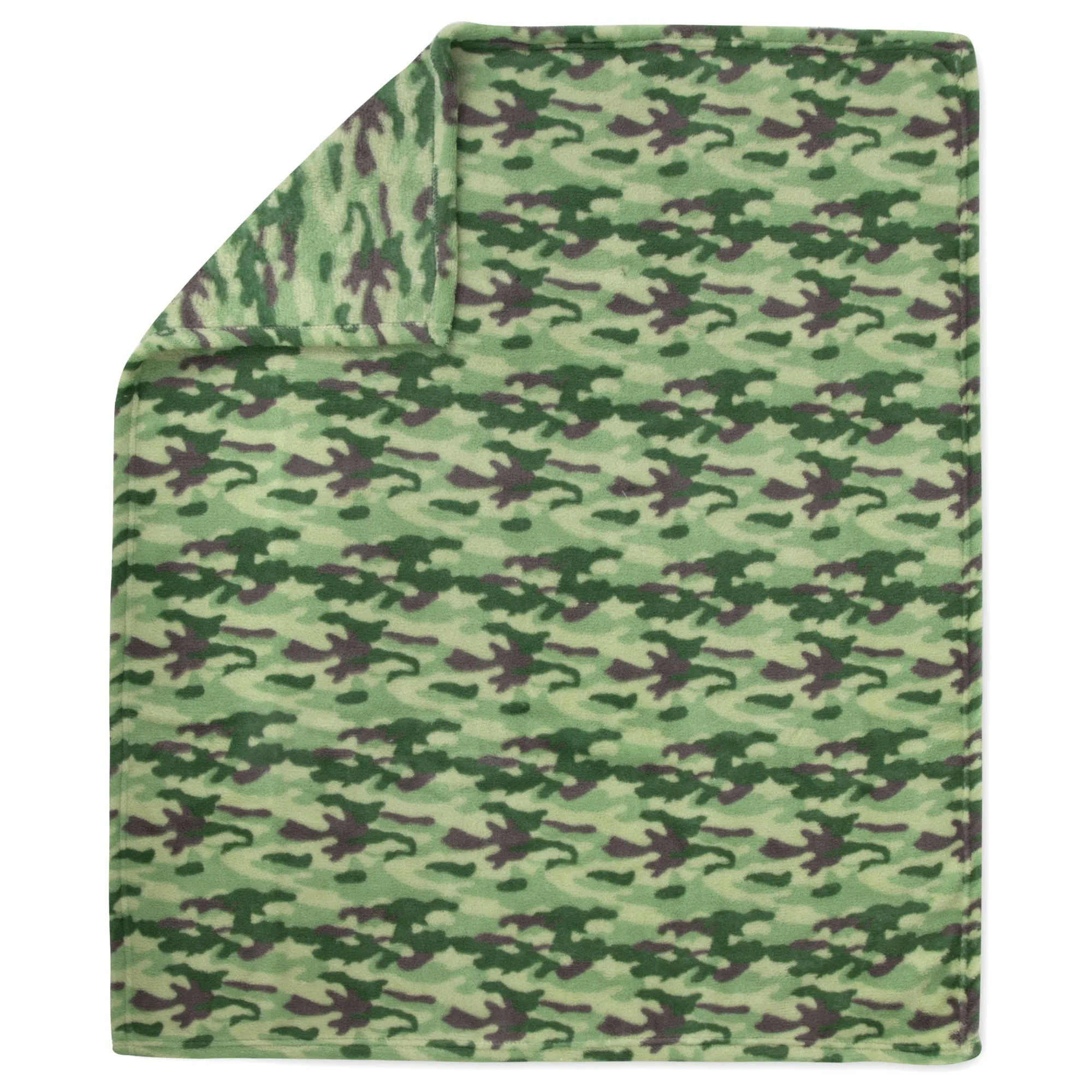 Dinosaur/Camo Printed Blankets 36" x 30" - 2 Pack